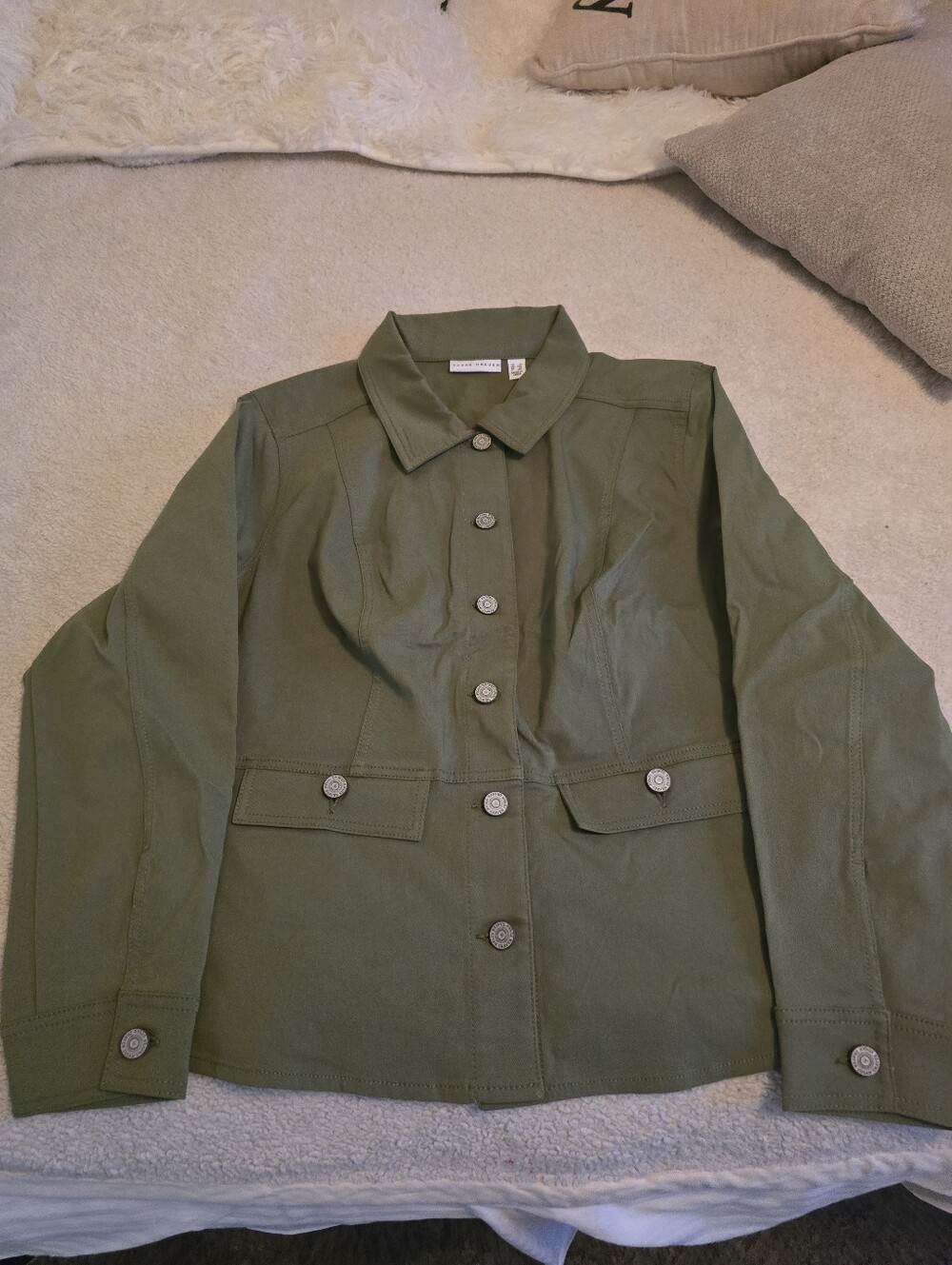 Susan Graver Olive Utility Button-Front Jacket - Picture 3 of 7